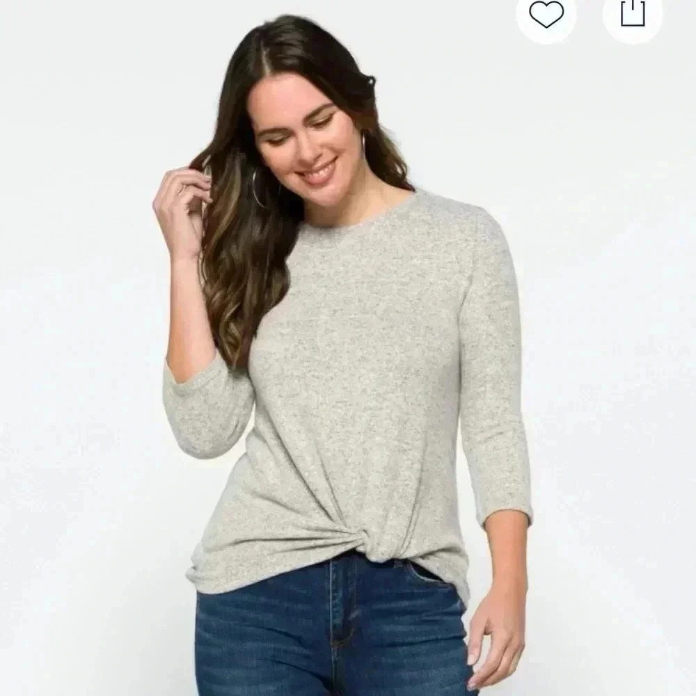 Market & Spruce Samantha front twist brushed knit top size small.